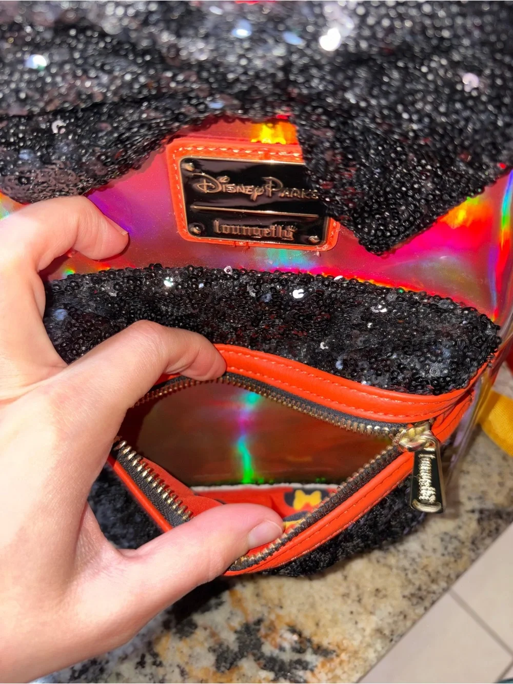 Disney Sequin Minnie Ear Mini Backpack - Red & Black